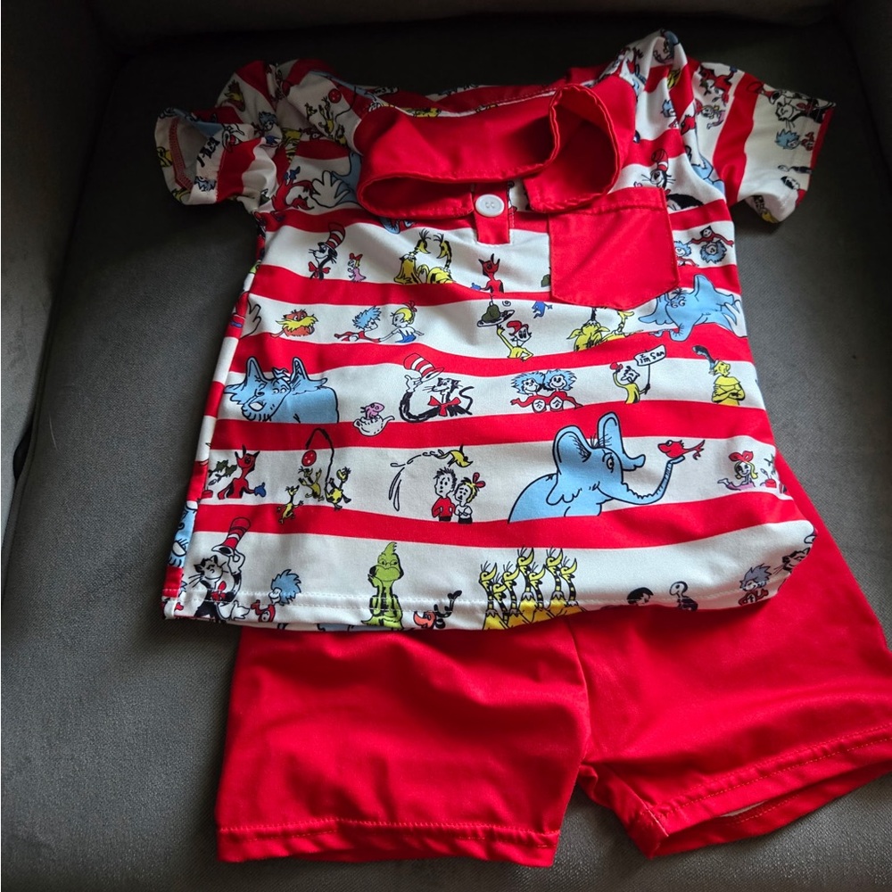 Kids Red Striped daywear set